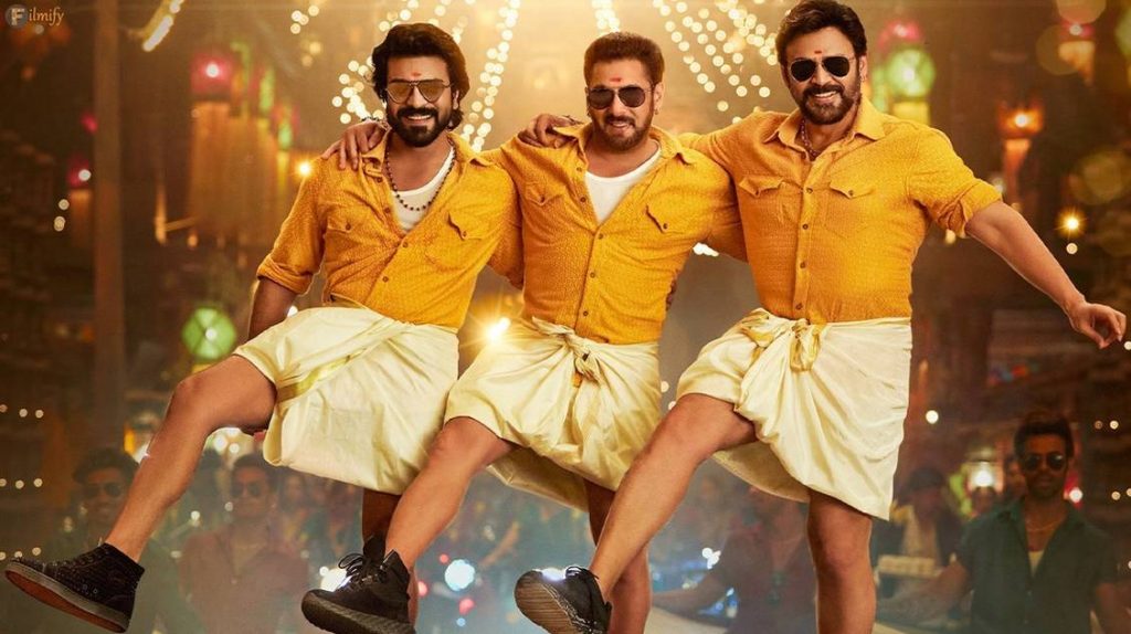 Venky and Ram Charan in a Bollywood song