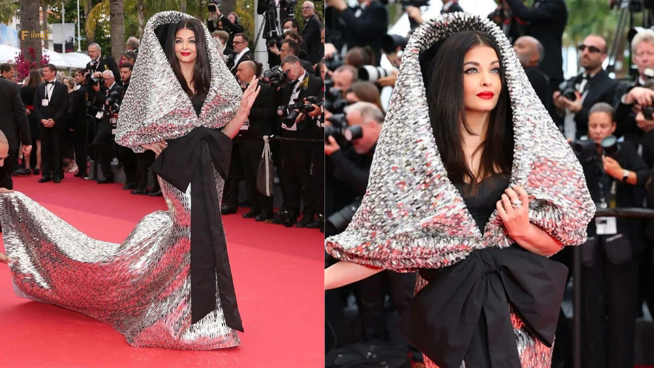 Aishwarya Rai Bachchan shines in a black and silver hood at Cannes film festival