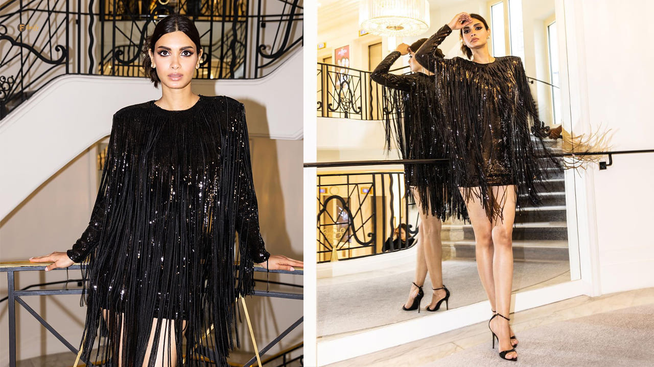 Diana Penty looks incredibly regal in a black dress at Cannes