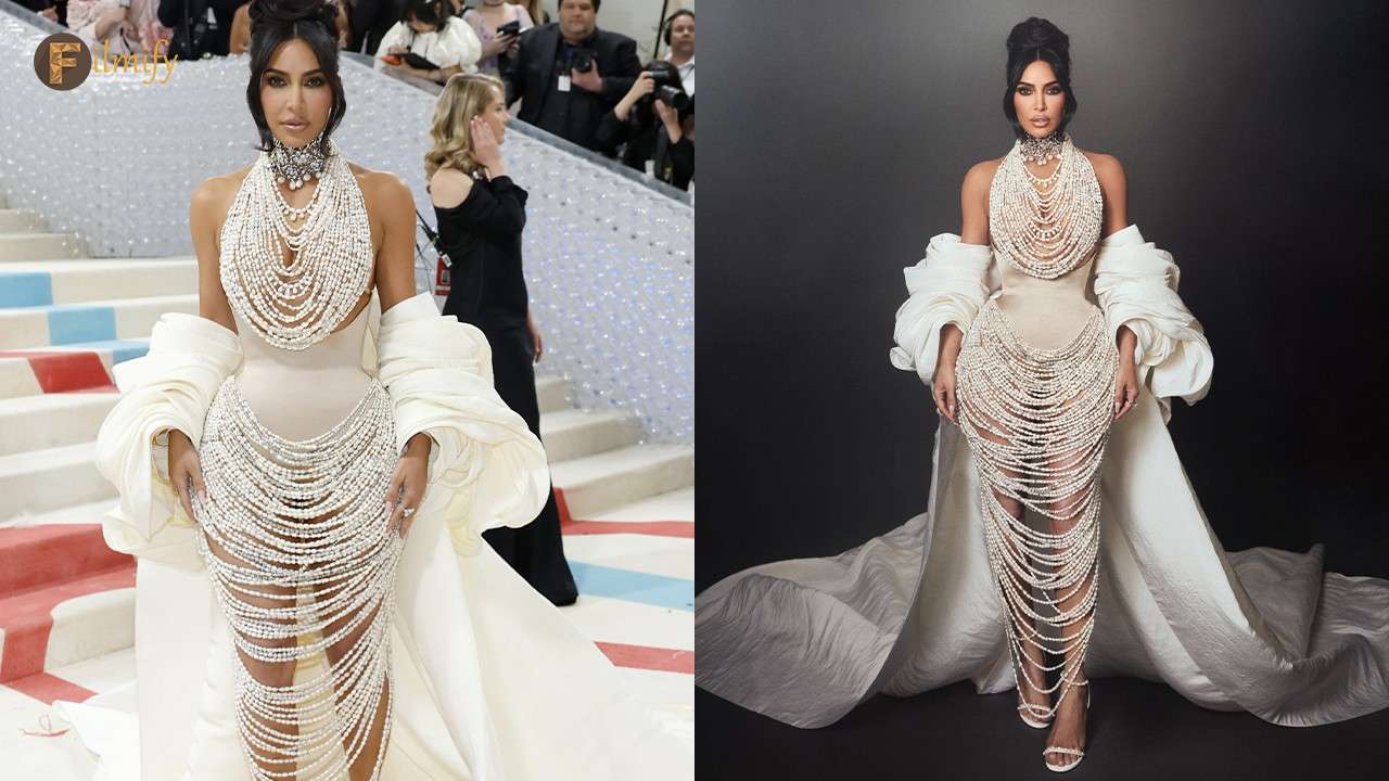 Kim wore Pearl graced naked dress to the GALA