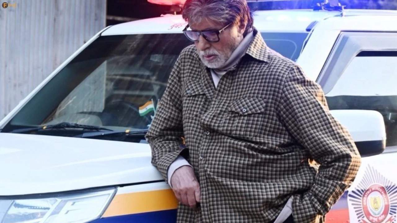 Amitabh Bachchan strikes a pose next to a police van: 'Arrested'