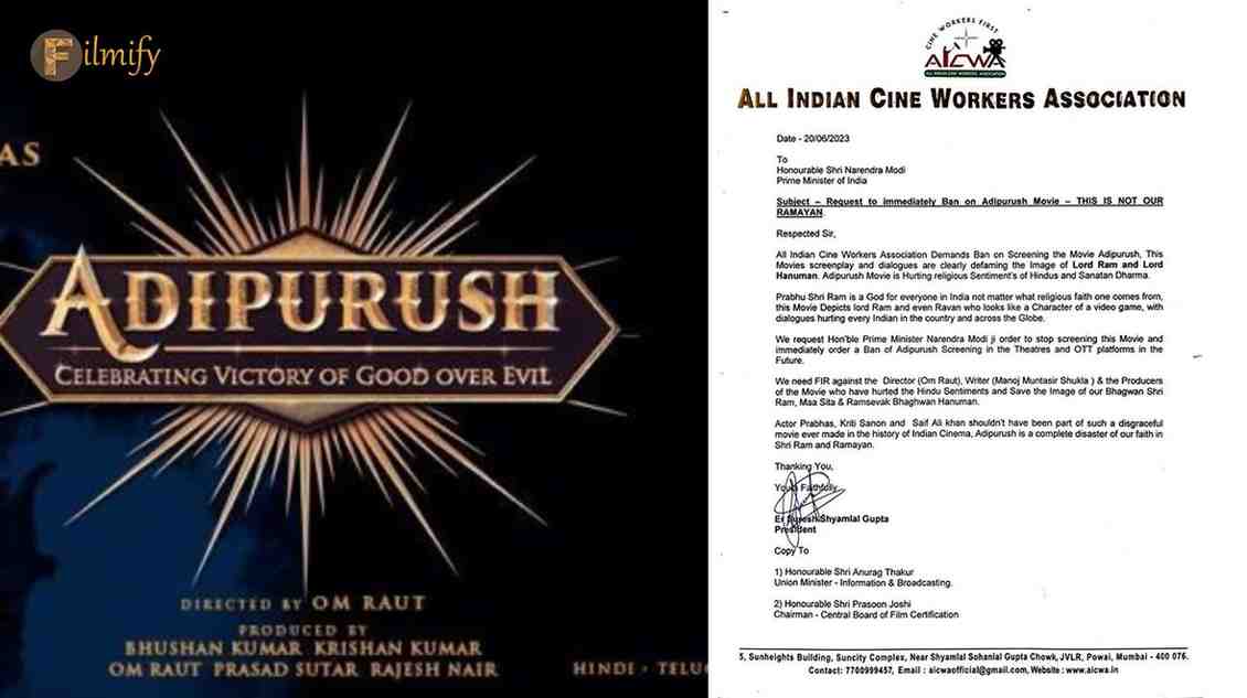 Adipursh.....Our sentiments got hurt, says the All Indian Cine Workers Association.