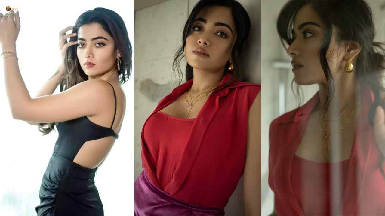 Rashmika looked magical in a red and pink outfit.