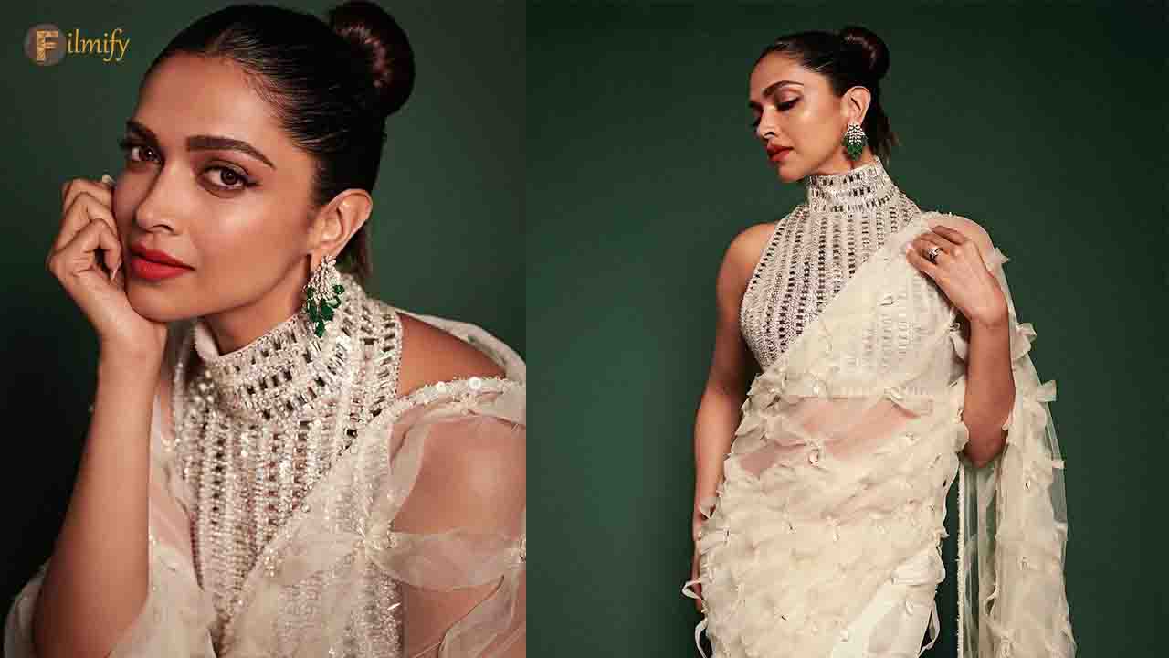 Deepika's sheer elegance in a white saree