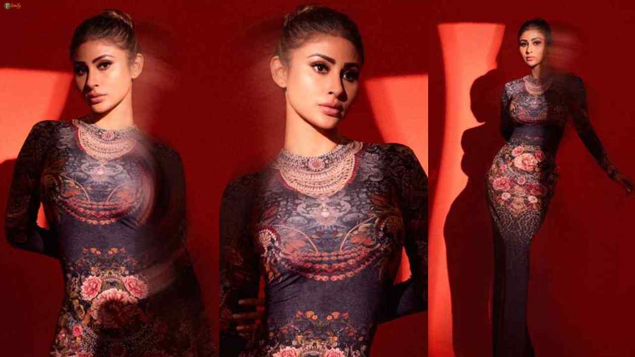 Mouni Roy graces a multi-colored flower-laden gown by Rocky Star