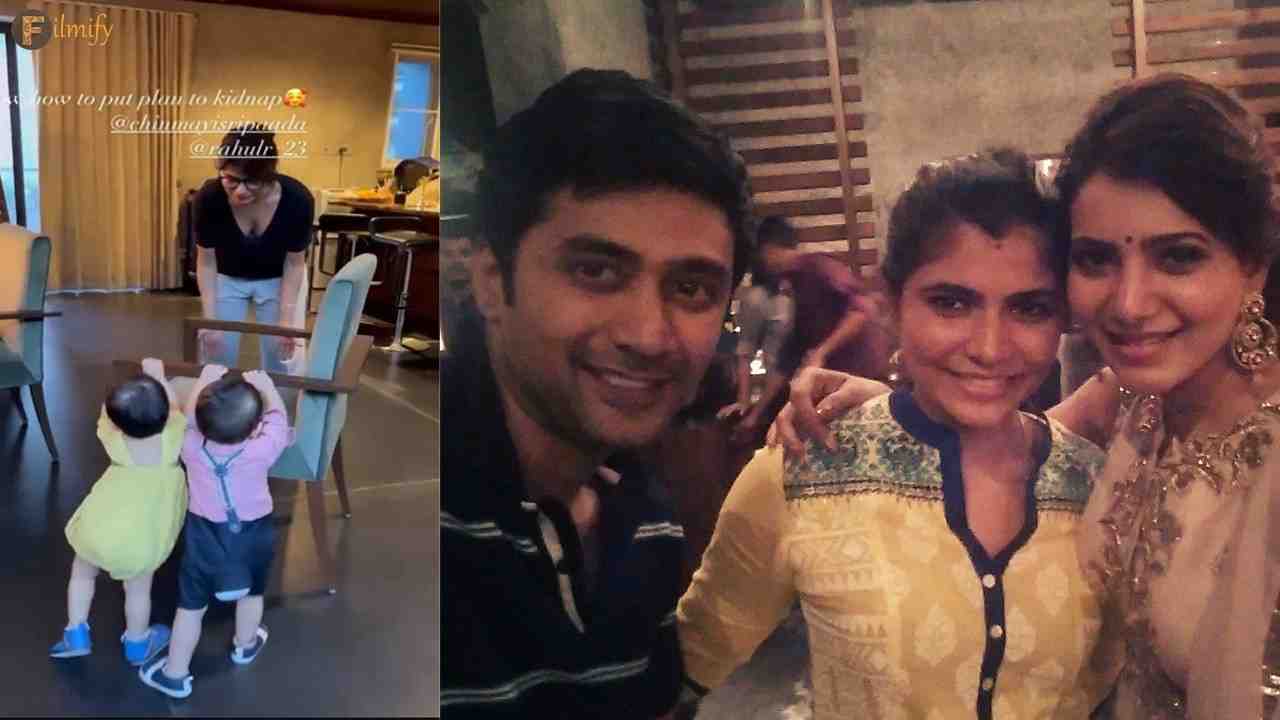 Samantha posts adorable stories with Chinmayi Sripaada & Rahul Ravindran's Twins.