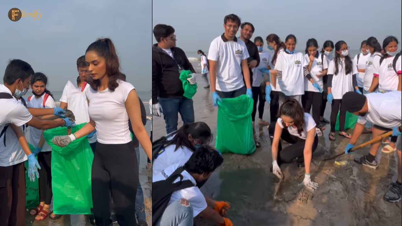 Miss World Manushi Chillar takes part in the Beach Cleaning Initiative in Mumbai!