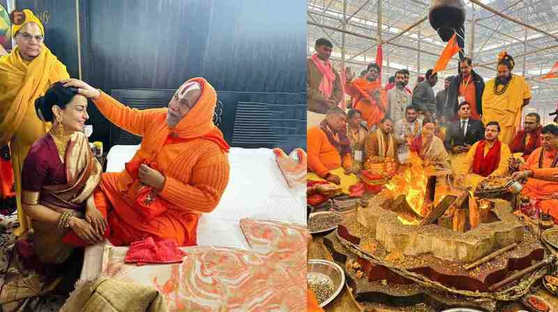 Kangana Ranaut spotted in Ayodhya, Thalaivi cleans Hanuman Mandir