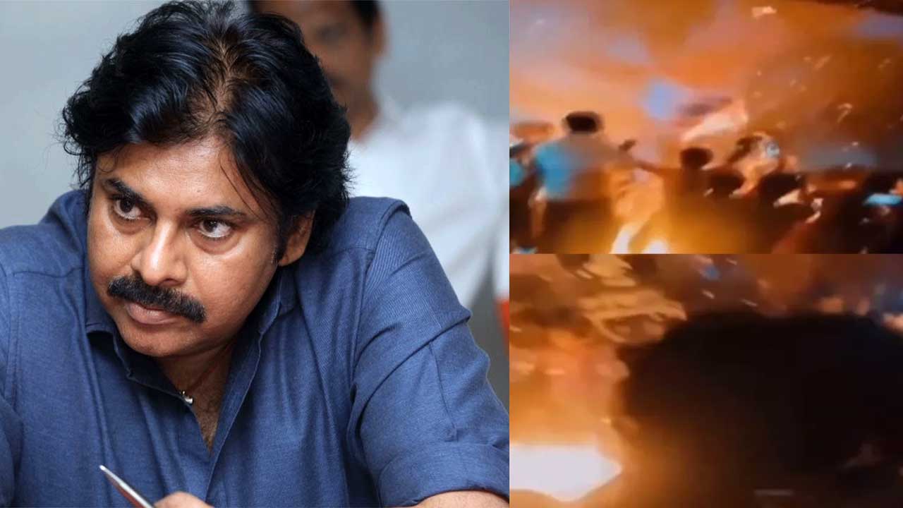 Pawan Kalyan Fans Set Fire Inside The Theater To Celebrate The Actors Re-release