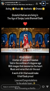 Siddharth Reacts to Fiancée Aditi Rao Hydari’s New Series “Heeramandi”: A Letter of Love and Freedom