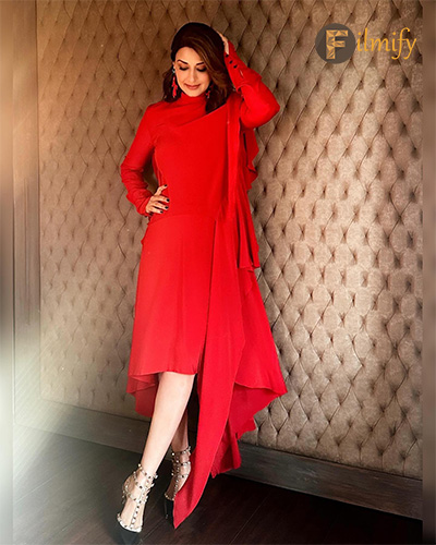 Red Dress Elegance: Sonali Bendre's Timeless Beauty